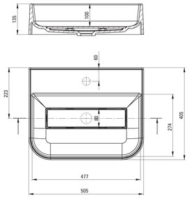 Deante Arnika, granitové umývadlo na dosku 505x405x135 mm, šedá metalíza, DEA-CQA_SU5S