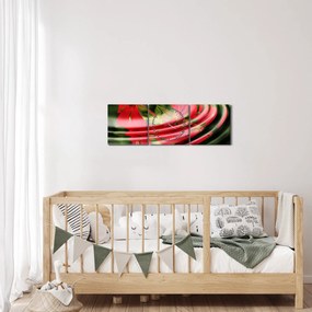 Abstraktný obraz - kvety vo vlnách (s hodinami) (90x30 cm)