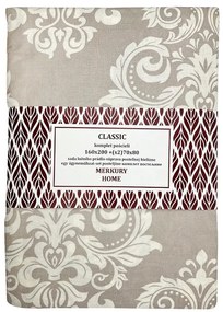 Obliečky Classic bavlna ecru/svetlošedá 160x200 + (2) 70x80 Merkury Home
