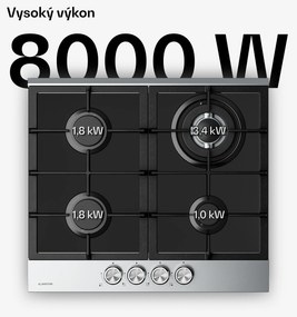 Klarstein Verosteel plynová varná doska, 4 horáky, elektrické zapaľovanie, kompatibilná s zemným plynom a LPG, 8000 W, 60 cm