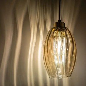 LED luster na lanku SEBO 1xE27/15W/230V čierna/dymová béžová
