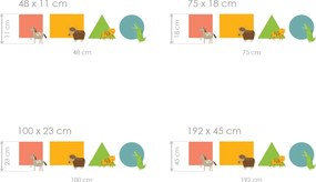 Geometrické tvary textilní prelepiteľné nálepky na stenu 75 x 18 cm