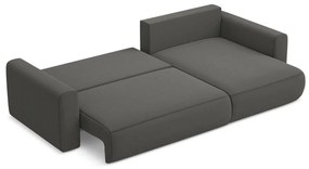 Tmavosivá zamatová rozkladacia/s úložným priestorom rohová pohovka (pravý roh/s leňoškou) Kapua – Makamii