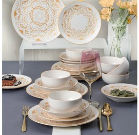 24-dielna jedálenská súprava, biela/zlatá, keramika