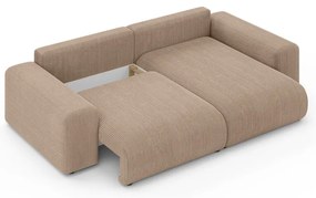 Béžová menčestrová rozkladacia rohová pohovka s úložným priestorom (variabilný roh) Luma – Ropez