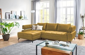 Rohová sedacia súprava Paris, horčicová žltá látka, ľavý roh