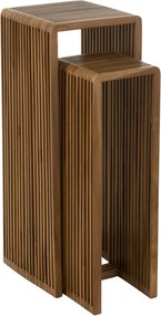 Sada 2 odkladacích stolíkov Cubic z recyklovaného prírodného teaku – 34*34*88/ 25*25*75 cm