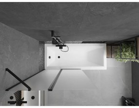 Mexen Flip, 1-krídlová vaňová zástena 100 x 150 cm, 6 mm námraza sklo, čierny profil, 894-100-101-70-30