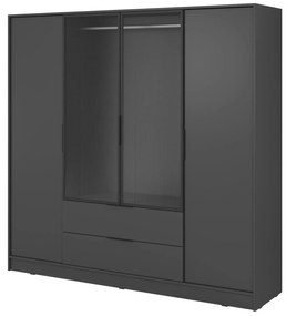 Šatní skříň Kelly 4D RM s tyčí 206 cm grafit