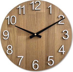 Hodiny na stenu z dubového dreva | TRIPKO: HDF - Biela 30 cm 4620-107672 MAS017-3041-hands/black