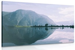 Obraz maľovaná scenéria horského jazera - 60x40