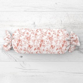 Biante Vankúš valec bonbon Sandra SA-640 Lososové kvety na bielom 15x80 cm
