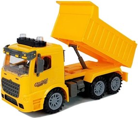 LEAN Toys Súprava sklápacieho nákladiaka 1:14 – dopravné značky, svetlá, radar, žltá
