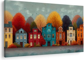 Obraz - Maľované jesenné mesto (90x60 cm)