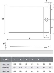 Roth Obdĺžniková akrylátová sprchová vanička INTEGRO ROTH-Variant: rozmery: 120x90 cm, kryt sifónu: leštený nerez - (INTEGRO 1200 - 8000169)