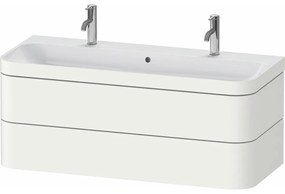 DURAVIT Happy D.2 Plus c-bonded závesná skrinka s nábytkovým umývadlom s dvomi otvormi, 2 zásuvky, 1175 x 490 x 480 mm, biela matná lakovaná, HP4640O36360000