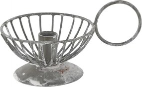 Šedý kovový svietnik na úzku sviečku Chamberstick – 11*7*6 cm