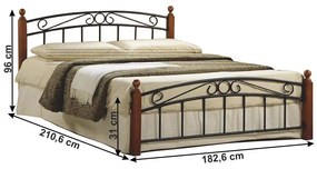 Tempo Kondela Manželská posteľ, čerešňa/čierny kov, 180x200, DOLORES