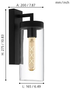 Eglo 97261 - Vonkajšie nástenné svietidlo BOVOLONE 1xE27/60W/230V