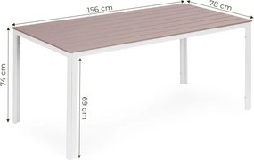 Veľký záhradný stôl v béžovej farbe s bielymi nohami