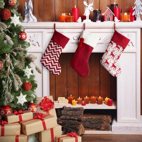 VIANOČNÁ PONOŽKA NA KRB RED 10,6X50 CM VZOROVANÁ