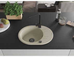 Mexen Kevin, drez granitový 586x458x190 mm, 1-komorový a čierna matná Rita, béžová, 6517-69-670300-70
