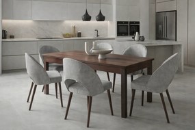 JEDÁLENSKÝ SET LOORE ROZKLÁDACÍ STÔL TMAVÝ ORECH + 6 X STOLIČKA SIVÁ