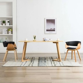 Jedálenské stoličky 2 ks čierne ohýbané drevo a umelá koža