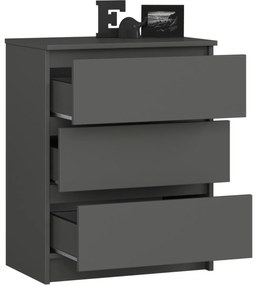 Komoda Kuba 60 cm s 3 zásuvkami grafitová