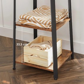 Stojanový vešiak s 3 policami a háčikmi, rustikálny hnedý