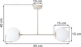 Stropné svietidlo Florence, 2x biele sklenené tienidlo, be/g