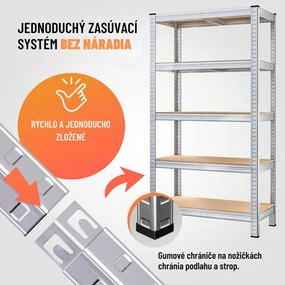 Regál s vysokou nosnosťou HEAVY, max. 875kg, 90x40x180cm, strieborná Jurhan
