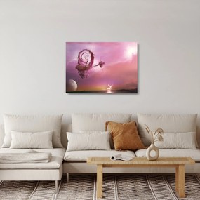 Sklenený obraz - Víla na plávajúcom ostrove (70x50 cm)