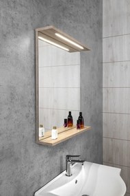 Aqualine Aqualine, KORIN STRIP zrkadlo s LED osvetlením 60x70x12cm, dub platin, KO990S