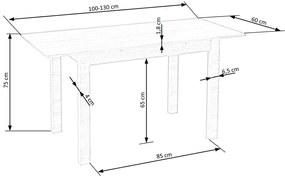 Jídelní rozkládací stůl GINO 100/135 cm dub craft zlatý