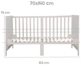 Sivá postieľka s nastaviteľnou výškou 70x140 cm Easy Sleep – Roba