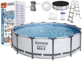 Bazén s konštrukciou 457 x 107 cm BESTWAY 56488 Steel Pro Max + kartušová filtrácia a schodíky