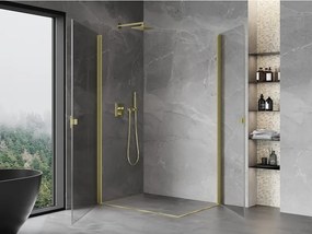 Mexen Mist-B Duo, 2-krídlový výklopný sprchový kút 95 x 90 cm, číre sklo, zlatý matný profil, 8A2-095-090-55-00