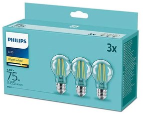SADA 3x LED Žiarovka Philips E27/8,5W/230V 2700K