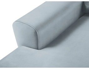 Svetlomodrá zamatová rozkladacia/s úložným priestorom rohová pohovka (ľavý roh/s leňoškou) Kyoto – Cosmopolitan Design
