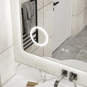 Erga Myra, LED zrkadlo 80x60 cm s kozmetickým zrkadlom 3x zväčšenie, 3146 lm, 3 farby svetla, zadné osvetlenie, ERG-V01-MYRA-8060-00