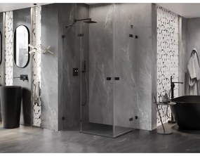 Mexen Lunar Duo, výklopný sprchový kút 90 x 70 cm, 8mm číre sklo, čierny profil, 834-090L-070P-70-00