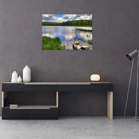 Sklenený obraz - Malebná dedina (70x50 cm)