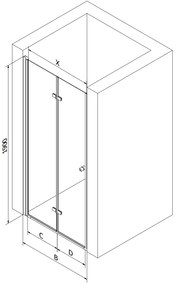 Mexen Lima, skladacie sprchové dvere do otvoru 60 x 190 cm, 6mm číre sklo, chrómový profil, 856-060-000-01-00-D