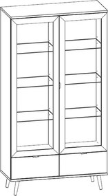 Vysoká vitrína Göteborg, biela / dub sonoma