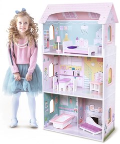 Drevený domček pre bábiky ružový