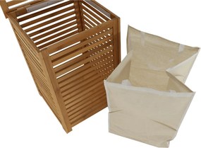 Kondela Kôš na bielizeň, lakovaný bambus/béžová, BASKET