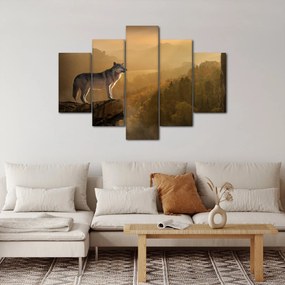 Obraz vlka na skale (150x105 cm)