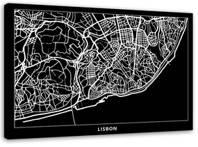 Obraz na plátně Mapa města Lisabon - 90x60 cm