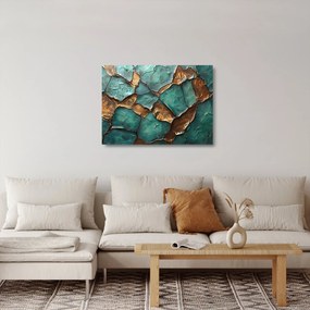 Sklenený obraz - Zeleno-zlatá maľba (70x50 cm)